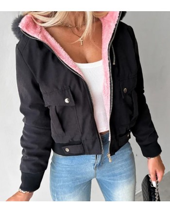 FAUX FUR HOODED JACKET
